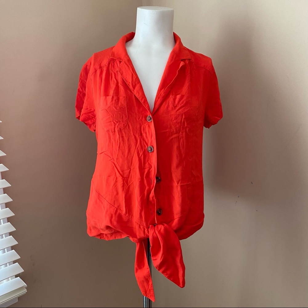 Anthropologie Red Blouse Size S